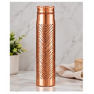 Botella de Agua Tradicional de Cobre con Diseño Floral, Portátil para Viajes - Product Image 3
