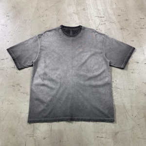 เสื้อยืดโอเวอร์ไซส์ลายโลโก้แบบกำหนดเอง ผ้าคอตตอนพรีเมียม ล้างสีแบบวินเทจ สไตล์สตรีทแวร์ รับผลิตเสื้อผ้าแบรนด์ส่วนตัว ขายส่งจำนวนมาก - Product Image 2