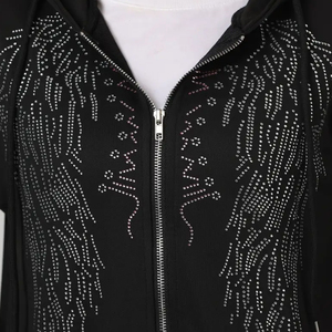 En stock: Sudadera con capucha brillante de diamantes de imitación para mujer, 100% algodón, 350 GSM, lista para enviar, pedido al por mayor. - Product Image 3