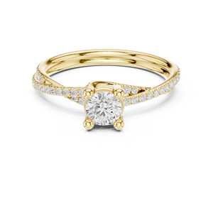 แหวนเพชรทรงกลมทองคำ 14K โรสโกลด์ เพชรเพาะเลี้ยงสำหรับผู้หญิง ของขวัญวันครบรอบ เพชรเพาะเลี้ยงใหม่ - Product Image 3