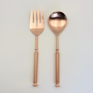 Stainless Steel Salad Server with <b>Copper</b> Finish Set Elegant Handcrafted <b>Handle</b> Serving for <b>Kitchen</b> Dining and Entertaining - Product Image 1