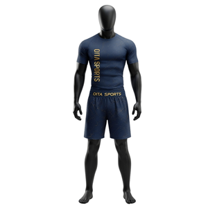 Ensemble de T-shirt et Short de Compression pour Hommes Bleu Marine et Or, Respirant, Extensible, Séchage Rapide, Fitness, Gym, Entraînement, Course à Pied, Sports Athlétiques - Product Image 1