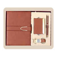 Ensemble cadeau d'entreprise personnalisé en cuir gaufré 7 pièces, boîte cadeau couleur personnalisée - Agenda, souris, stylo, batterie externe