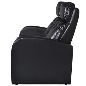 Sofá Reclinable de 2 Plazas en Cuero Sintético Negro con Reposapiés Ajustables - Product Image 3