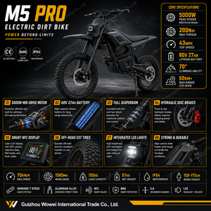<span class=keywords><strong>Moto</strong></span> électrique sportive à moteur central 5000W 60V, couple élevé, tout-terrain, 70KM/<span class=keywords><strong>H</strong></span>, puissante pour adulte, expédition immédiate, vente en gros Wowei - Product Image 6
