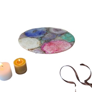 ที่วางเค้กอาเกตสองชั้นหรูหราทันสมัยพร้อมขอบทองเหลืองสีทองที่ใส่ขนมหวานกันน้ำสำหรับวันเกิดงานแต่งงาน - Product Image 5