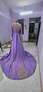 Caftan violet avec broderie dorée, perles, pierres et dabka, robe de mariée traditionnelle longue pour femmes @2026 - Product Image 3