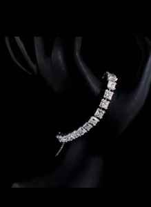 Princess Cut Diamond Chain Link <b>Bracelet</b> Rhodium Plated Unisex Classic Wedding Jewelry - Product Image 3