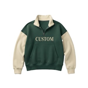 Custom Women Quarter Zip Color <b>Block</b> Sweatshirts Premium Fleece Stand Collar Casual Pullover Private Label Hoodies Manufacturer - Product Image 2