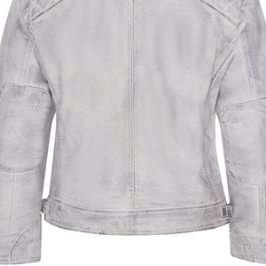 Customized Men’s Premium Distressed Leather <b>Jacket</b> – <b>White</b> Quilted Shoulder <b>Biker</b> <b>Jacket</b> for Casual Wearing - Product Image 6