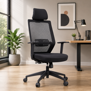 Fauteuil Ergonomique à Dossier Haut en Tissu, Relevable Électriquement, Accoudoirs Ajustables, Appuie-tête Fixe, Base Pivotante en Métal, Idéal pour Bureau et École - Product Image 1