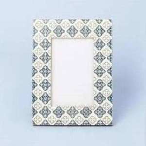 Cadre photo en os noir avec bordure intérieure et extérieure, ligne centrale en os blanc, incrustation d'os pour la décoration intérieure - Product Image 1