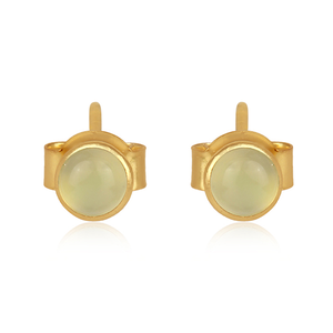 Classic Design Luxury <b>Stud</b> <b>Earrings</b> with Round Cut Prehnite 18K Gold Plated Over 925 Sterling <b>Silver</b> for Women - Product Image 1