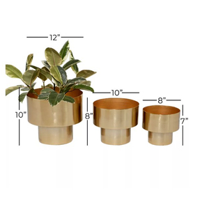 Sustainable Quality Metal Gold Luxury Indoor Decor Modern Design Wholesale Garden <b>Vase</b> <b>Set</b> of <b>3</b> Different Sizes - Product Image 1