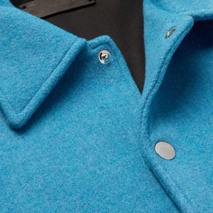 Customized Blue Woolen Varsity Jacket With Bone Applique Embroidery Turn-down Collar Men's Preppy Style Autumn Wear - Product Image 6