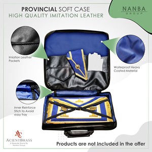 Sac à bandoulière de transport pour tablier maçonnique Shriner, en similicuir souple de style provincial, avec fermeture éclair et broderie d'emblème classique de luxe - Product Image 4