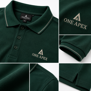 Polo surdimensionné vert foncé pour homme ONE APEX, 250 GSM, coton PK, manches courtes, t-shirt premium - Product Image 6