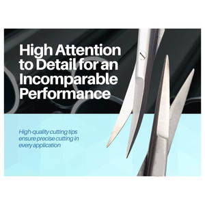 Tijeras de disección rectas y curvas de 4.5 pulgadas, tijeras quirúrgicas de punta fina Super Cut para eliminación de verrugas, suturas de encías y ojos - Product Image 2