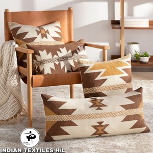 Bohemian Woven Square <b>Throw</b> <b>Pillow</b> Cover Floral Vintage Geometric Patterns Cotton Zipper Closure Removable Washable Customizable - Product Image 6