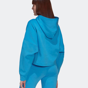 Sweat-shirt à capuche court bleu pour femme, à manches longues, avec poche kangourou, style décontracté, streetwear, mode, vêtement de sport - Product Image 2