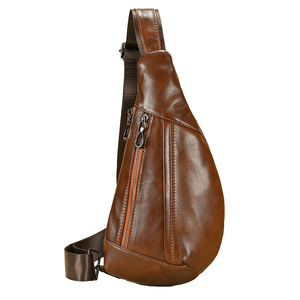 Wholesale Design Your Own Leather Waist <b>Bags</b> Unisex Zipper Closure Brown Casual Daily Use Fanny Pack - Product Image 2