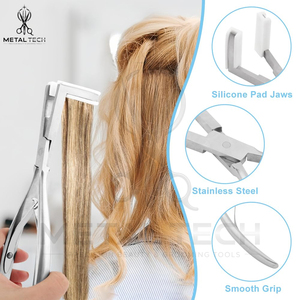 Pince à presser professionnelle en acier inoxydable pour extensions de cheveux, avec coussinet en silicone, pour extensions à bandes adhésives - Product Image 5