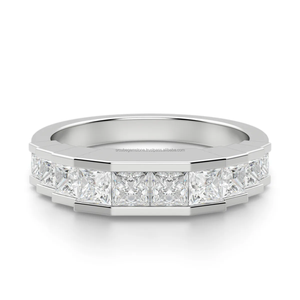 Anillo de banda de diamante Natural certificado Gia, alta calidad, clásico de lujo, corte princesa, Halo, estilo de compromiso, plata esterlina, regalo de oro - Product Image 1