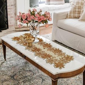 Embroidered Floral Eco-friendly Customizable <b>Table</b> <b>Runner</b> Classic Polyester Washable Home Decor Beaded Pattern - Product Image 5