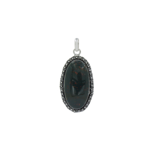 Colgante de latón con cabujón ovalado de piedra de sangre natural al por mayor |   Colgante artesanal de piedras preciosas |   Abalorio de Joyería con Borde de Cuentas - Product Image 1