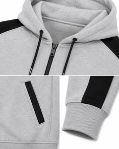 <b>Men's</b> Hooded <b>Zip</b>-<b>Up</b> Sweatshirt With Black Raglan Sleeves And Pockets Casual Regular Fit French Terry Fabric Autumn Wear - Product Image 4