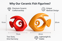 Figurines de poissons minimalistes en céramique jaune brillante, artisanales, 2 pièces, sculptures d'art pour le salon, le bureau, la décoration de Diwali