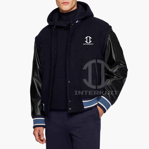 Veste universitaire personnalisée pour homme, corps en laine 400 GSM, manches en cuir véritable, broderie chenille, vestes Letterman - Product Image 6