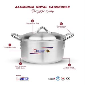 Ensemble de cuisine Royal de qualité supérieure pour chef, écologique, 7 pièces, en alliage d'aluminium 3003, classique, 14 cm, 26 cm, avec couvercles, compatible gaz - Product Image 4