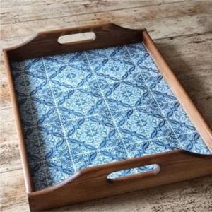 Plateau de service ovale en bois avec revêtement émaillé, résistant aux rayures, plat décoratif pour fruits, plat en bois stratifié pour la restauration et les événements - Product Image 2