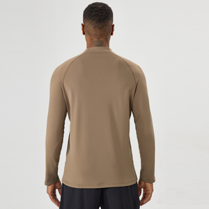 Men's Quarter Zip Long Sleeve Turtleneck Sport Shirt 100% Cotton Solid Color Breathable Quick Dry Knitted Regular Fit Winter - Product Image 3