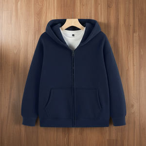 Hoodie streetwear personnalisé sans cordon, en polaire, zippé, vintage, double couche, délavé à l'acide, effet soleil, effet usé - Product Image 3