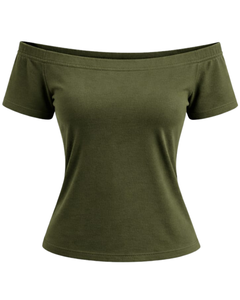 Camiseta Morada Orquídea para Mujer, Hombros Descubiertos, Manga Corta, Corte Ajustado, Informal, Verano, Algodón Suave, Fabricante OEM Personalizado - Product Image 1