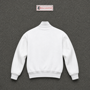 CLASSIC <b>WHITE</b> VARSITY <b>JACKET</b> FOR <b>MEN</b> STYLISH LETTERMAN COMFORTABLE Casual Fleece Turn-down Collar Regular Fit Polyester Shell Bu - Product Image 6