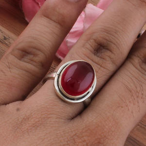 Anillo de Jade Rojo Natural al por Mayor, Anillo de Plata de Ley 925 con Piedra Moteada para Mujeres y Hombres, Joyería, Anillo de Piedra de Conexión a Tierra - Product Image 4
