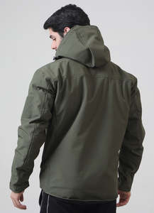 Veste matelassée à capuche pour homme, vert olive, coupe-vent, rembourrage en polyester, coupe classique, style vêtements de travail, fermeture éclair, vêtements d'hiver - Product Image 4