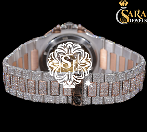 Calidad de exportación Busto especial hacia abajo Iced Out Relojes de diamantes naturales de dos tonos completamente automáticos para hombre disponibles para la venta - Product Image 1