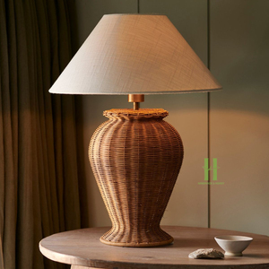 Vietnam Handmade Rattan <b>Table</b> Lamp Wicker Bedside <b>Light</b> Natural Boho Lamp Eco Friendly Home Decor Night <b>Light</b> Modern Style - Product Image 1