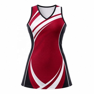 Women's Red <b>White</b> Black Sublimation Tennis Dress Quick Dry Sleeveless Sport Wear <b>Ladies</b> Netball Dress - Product Image 2