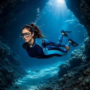 Customize Women Blue Full Body Rash Guard Long Sleeve Front Zip One Piece Swimsuit for <b>Surfing</b> Diving Swimming Water Sports Wear - Product Image 6