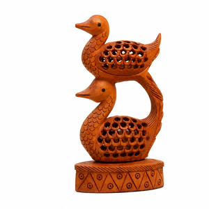 Figura Decorativa de Pato Doble en Malla de Madera, Hecha a Mano, Tradicional, para Decoración del Hogar - Product Image 1