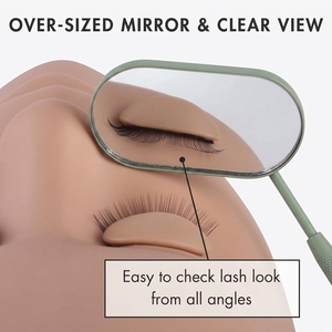 Oval Wide Angle Eyelash Extension <b>Mirror</b> Professional Lash Inspection <b>Mirror</b> Stainless Steel Non Slip Handle Lighted Silver - Product Image 6