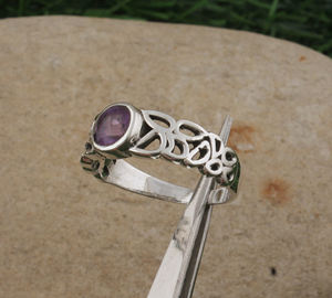 Anillo con Bisel de Turquesa Natural, Plata de Ley 925, Gema Morada, Joyería de Piedra Natalicia de Febrero para Mujer, Venta al por Mayor AAA - Product Image 5