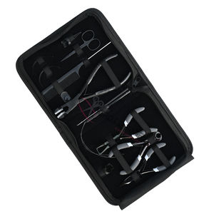 Kit complet d'outils pour extensions capillaires noires avec pinces à bandes adhésives, peigne à queue et ensemble de doigts de séparation, crochet à cheveux, pinces à micro-liens - Product Image 1