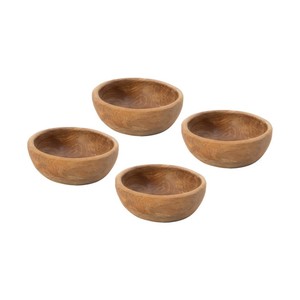 Ensemble de 4 bols à fruits empilables rustiques en bois de teck, faits à la main, vente en gros - Product Image 1