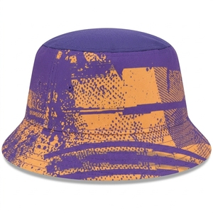 Customized Unisex <b>Purple</b> Bucket <b>Hat</b> With Orange Geometric Pattern Casual Spring Summer Adult Wear - Product Image 6